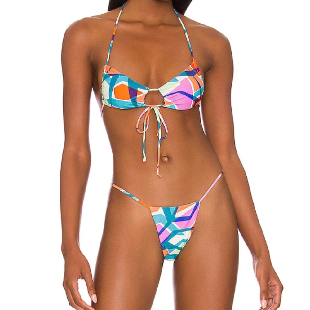 Lovers and Friends Slow Wine Bikini Top and Bottom in Turquoise Cabana (medium)